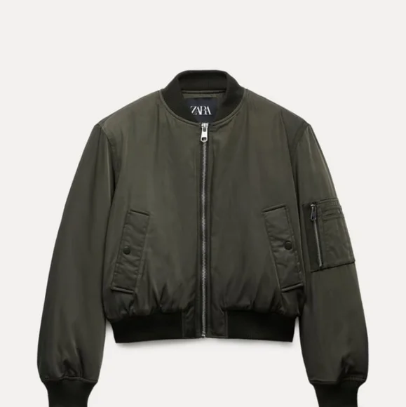 ZARA ZW COLLECTION Cropped Bomber Jacket - Picture 7 of 14